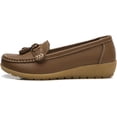 thumbnail image 3 of Women Loafers Leather Rubber Sole Slip On Walking Flats Casual Moccasin Boat Shoes, 3 of 7