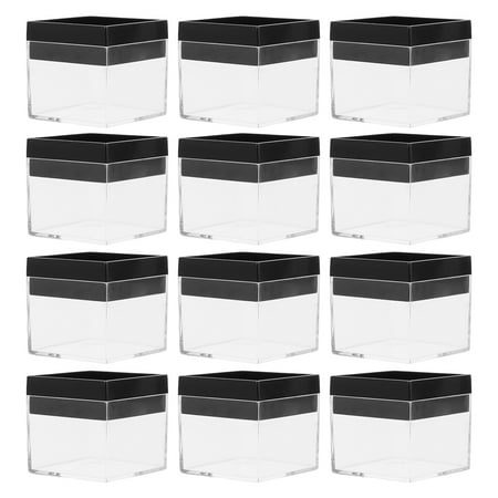 

NUOLUX 12pcs Transparent Plastic Square Box Mineral Specimen Collection Box Storage Box