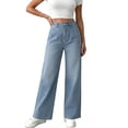 thumbnail image 3 of Sentmoon Jeans pour Femmes Jambe Grand Taille Mi-Haute Coupe Ajustée Jeans Jambe Grand Mode Décontractée Tendance Style Moderne Confortable Pantalon en Denim Classique Élégant Tenue Quotidienne pour Mode de Rue, 3 of 7