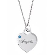 Personalized Silver Tone or 14kt Gold-plated Name and Birthstone Heart Charm Pendant