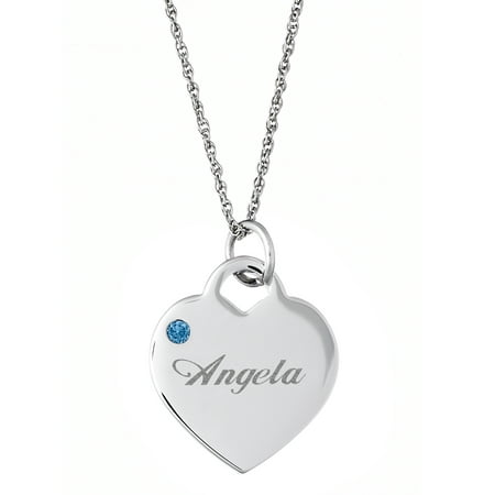Personalized Silver Tone or 14kt Gold-plated Name and Birthstone Heart Charm Pendant