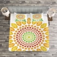 thumbnail image 3 of Ambesonne White Quilted Bedspread Set 3 Pcs, Sunflower Mandala Design, King Size, Yellow White and Green, 3 of 3