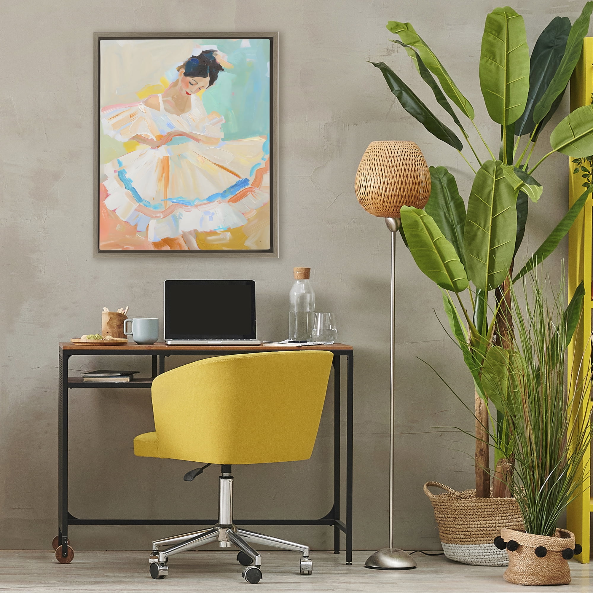 Stupell Industries Dancer with Flowing Dress Brown Framed Floater Canvas Wall Art, design by The Prints Vibe