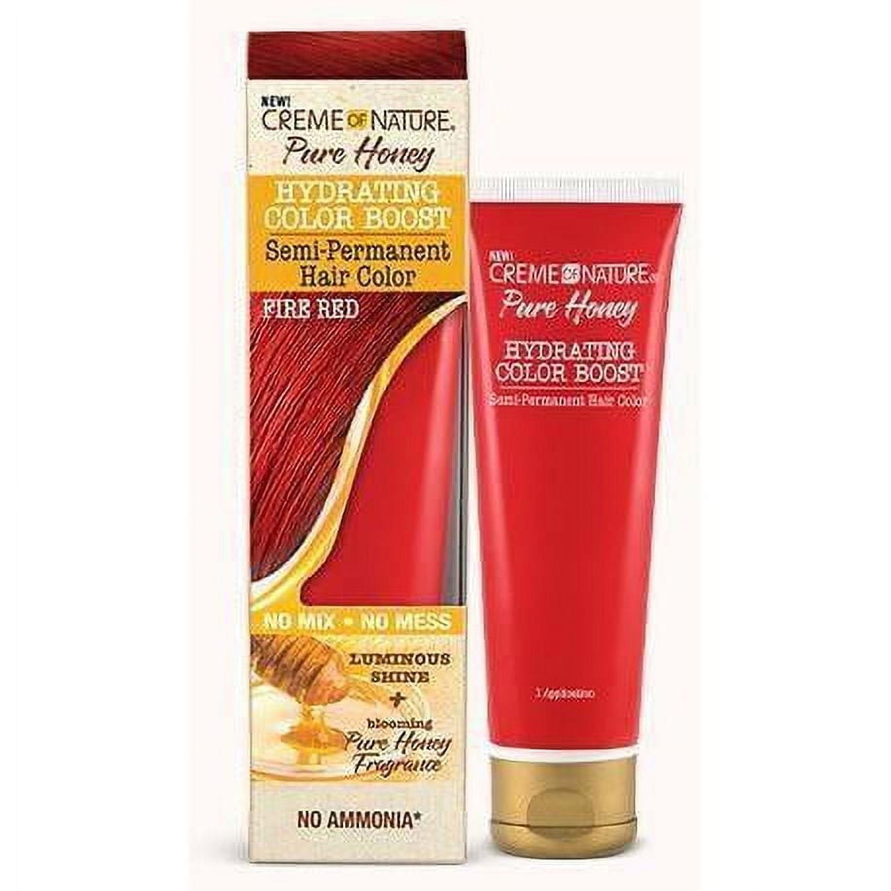 Creme Of Nature Pure Honey Hydrating Color Boost Semi Permanent Hair Color Fire Red, 3 Oz