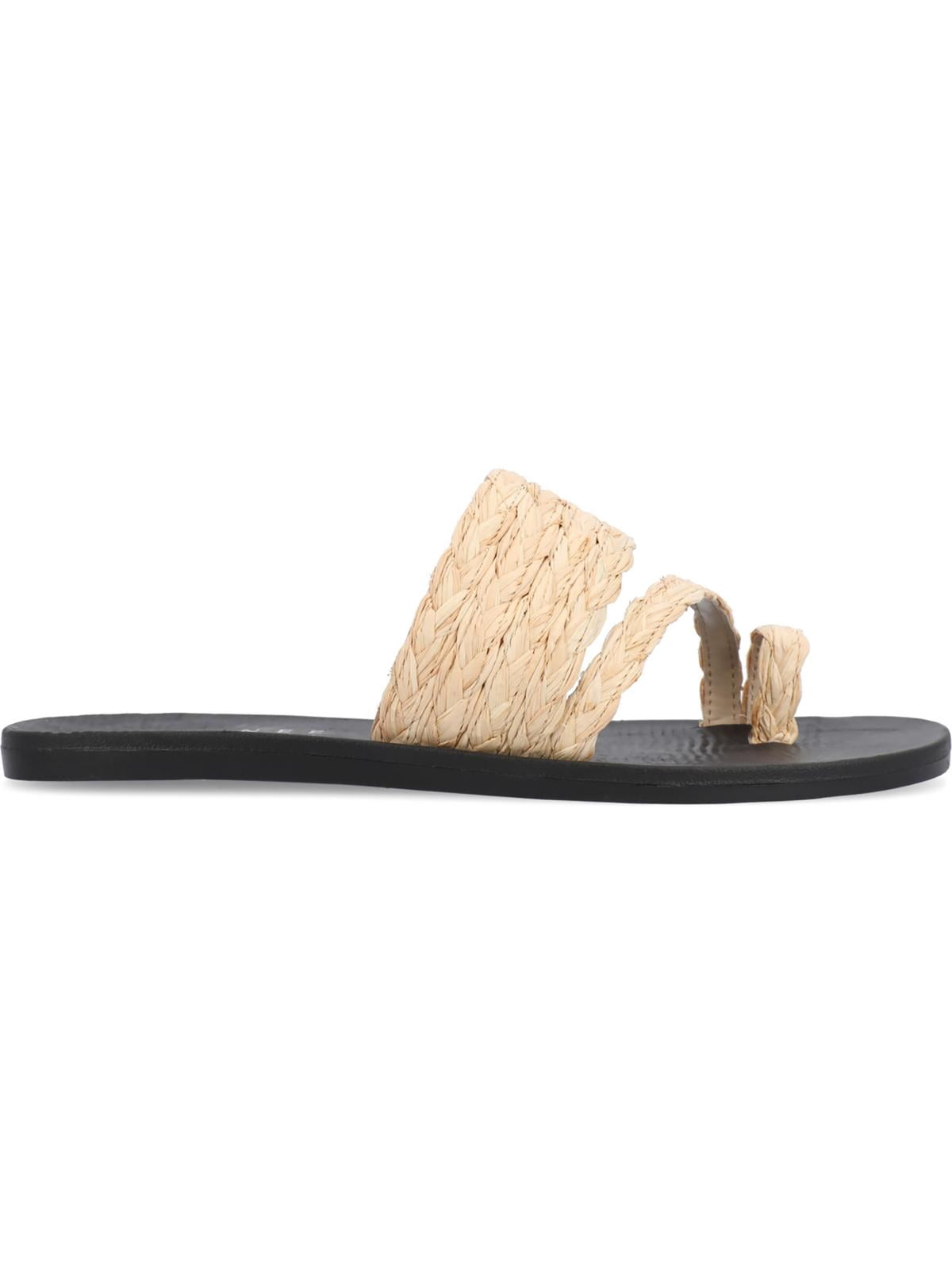 Journee Collection Womens Zindy Toe-Loop Flat Slide Sandals