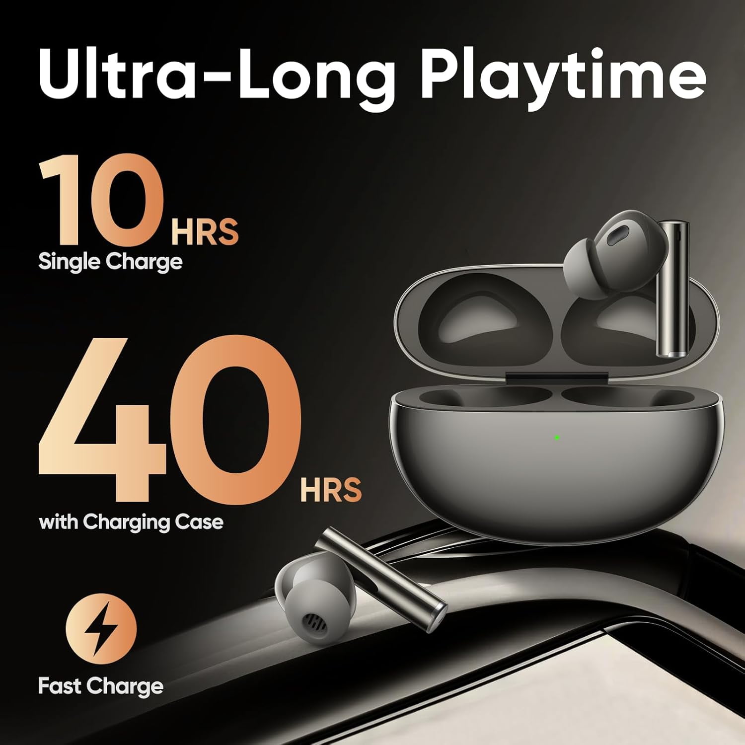 realme Air 6 Pro True Wireless Earbuds, 50dB Noise Reduction, Adaptive Noise Cancelling to Ears and Environment, Hi-Res Sound, LDAC, 3D Audio, 40H Battery, Wireless Charging, Bluetooth 5.3, Grey