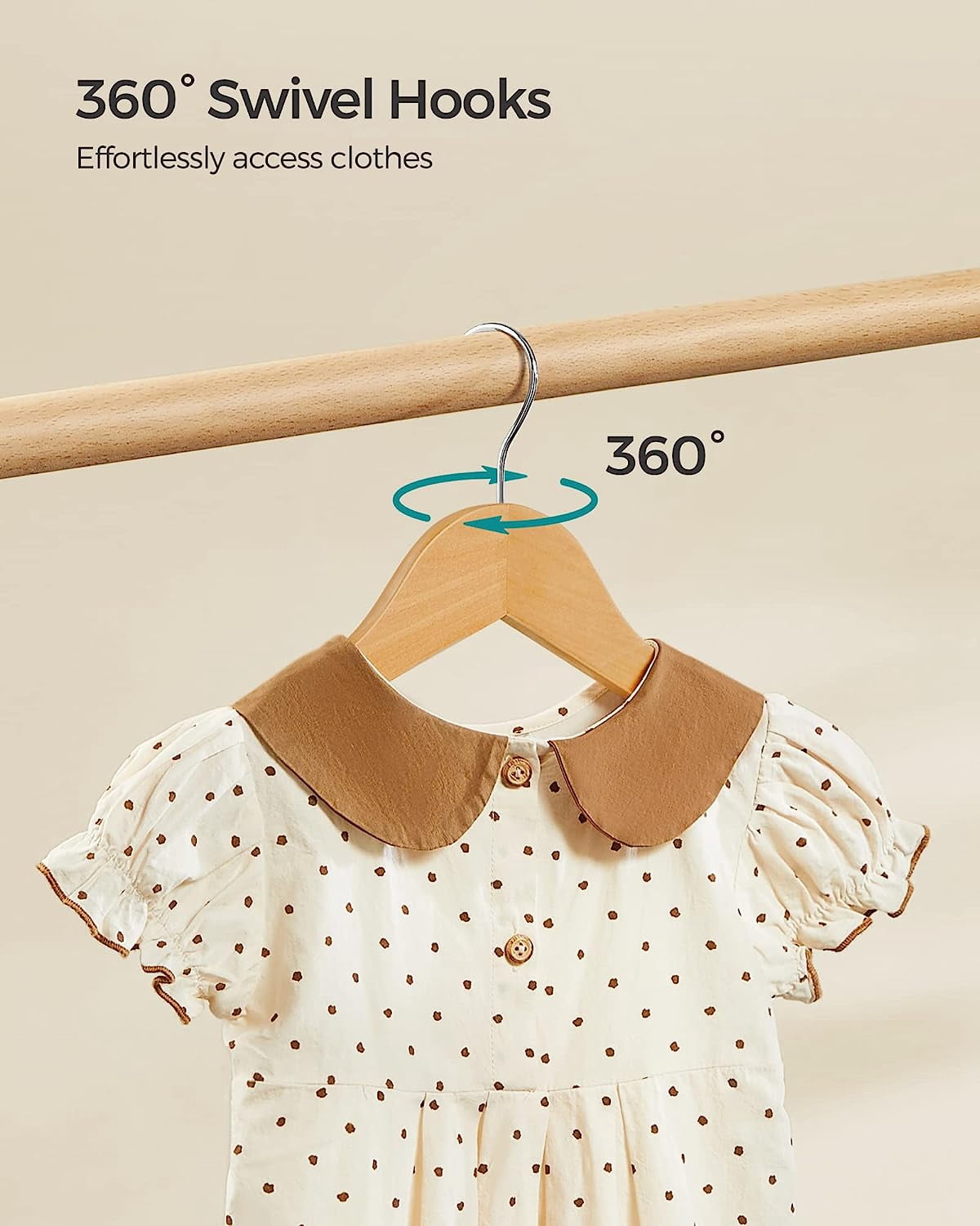 20 Pack Kids Wooden Hangers Baby Hangers Children's Coat Hangers with Pants Bar Natural and Silver