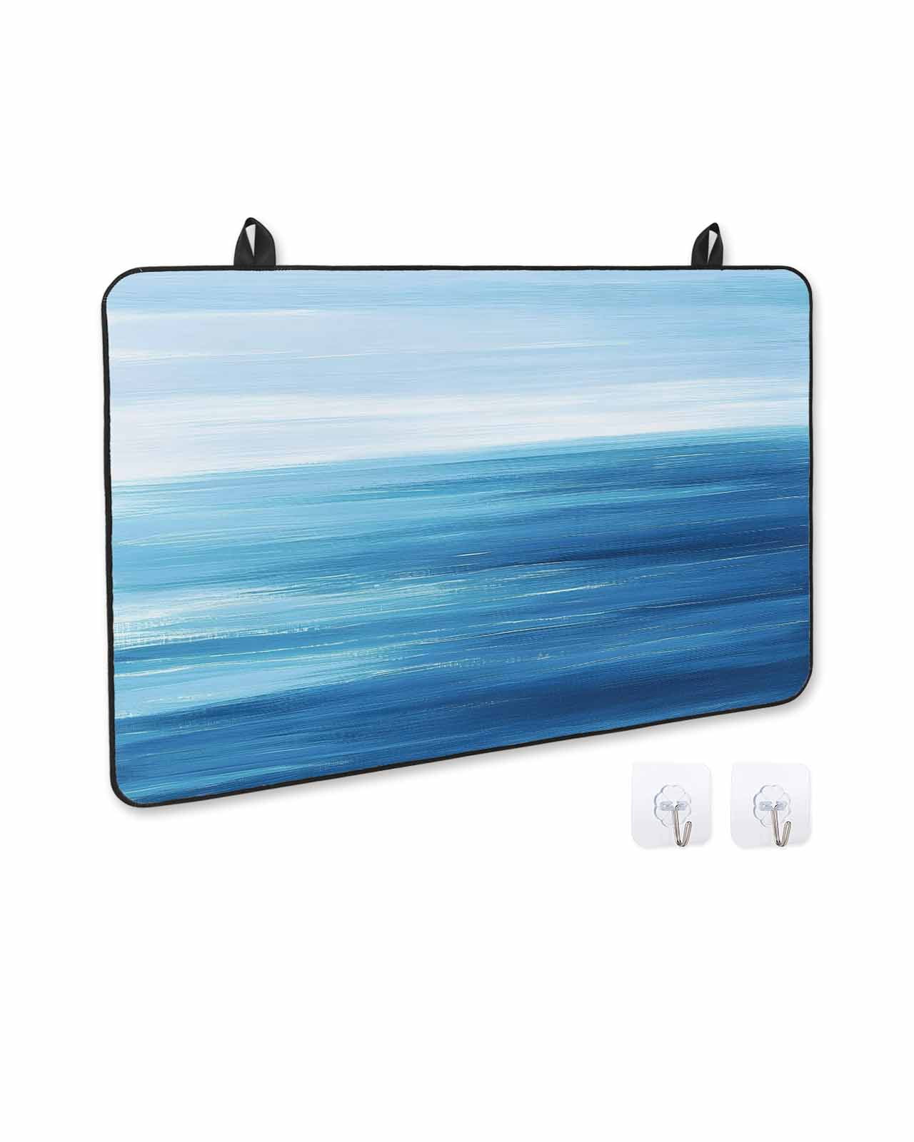 nqOlkjepod Large Induction Cooktop Protector Mat 24"x21", Blue Coastal Wave Stove Top Covers for Electric Stove, Summer Nautical Oil Painting Ocean Stove Burner Cover Mats, Glass Top Stove Cover