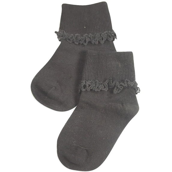 Tic Tac Toe - Little Girls' Turn Cuff Socks 31824-X-Small (black lace)