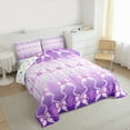 thumbnail image 3 of jejeloiu Chic Bow Knot Queen Comforter Set,Kawaii Cartoon Bowtie Bedding Sets,Gradient White Purple Bedding Comforter Set For Girls Teens,Super Cozy Room Decor Reversible,3pcs, 3 of 8