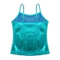 thumbnail image 4 of JanJean Girls Shoulder Straps Tank Top Camisole Shiny Metallic Dance Gymnastic Athletic Shirts Dancewear Blue Green 14, 4 of 7