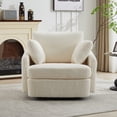 thumbnail image 4 of Leumius 360° Swivel Accent Chair with 2 Throw Pillows,40.55''W Corduroy Accent Chair Armchair,Comfy Upholstered Single Sofa Chair for Bedroom Living Room,Ivory, 4 of 7