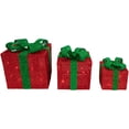thumbnail image 4 of Northlight Ensemble de 3 Boîtes Cadeaux Rouges Lumineuses avec Nœuds Verts Décorations de Noël Extérieures 10 Pouces, 4 of 6