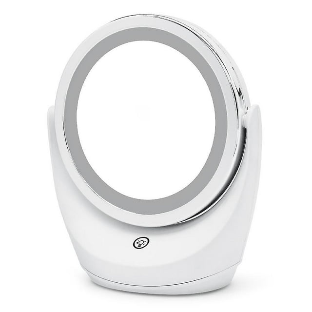 Espejo de tocador iluminado, espejo cosmético de doble cara con luz LED, espejo de tocador con control táctil para escritorio y viajes