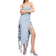 thumbnail image 5 of ZAXARRA Robe Sans Manches à Épaules Dénudées pour Femmes Été Couleur Unie Irrégulière à Volants Robe de Soirée Plage Mode Urbaine, 5 of 5