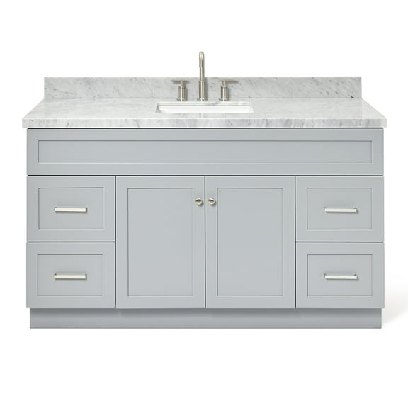 Ariel Hamlet 61 In. Rectangle Sink Vanity With 1.5 In. Carrara White Countertop In Grey