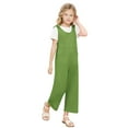 thumbnail image 5 of MKOSPLRT Girls Jumpsuits Sleeveless Tie Knot Casual Jumpsuits One Piece Scoop Neck Baggy Wide Leg Overalls Solid Jumpers with Pocket Kids Clothes, 5 of 9