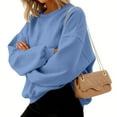 thumbnail image 6 of Xyxonk Womens V Neck Oversized Sweatshirts Cute Drop Shoulder Pullover Tunics Fall Winter Long Sleeve Street Hoodies with Pocket Solid Color Outfit,Sky Blue XL, 6 of 6