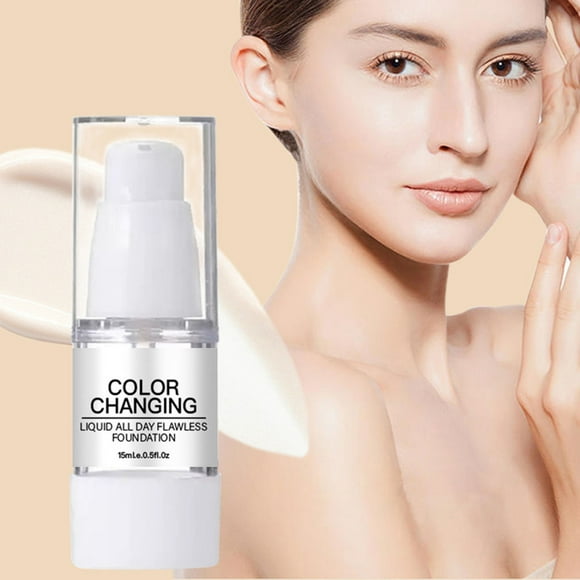 Corrector líquido que cambia de color 30 ml Base de maquillaje resistente al agua Maquillaje para todo tipo de pieles Cobertura natural Corrector facial que adapta el tono para pieles maduras No
