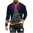 thumbnail image 4 of Betivan Mens Christmas Long Sleeve Shirts Casual Holiday Winter Hem Crewneck Sweater Trendy Long Sleeve Loose Fit Xmas Tree Pullover Tops, 4 of 5