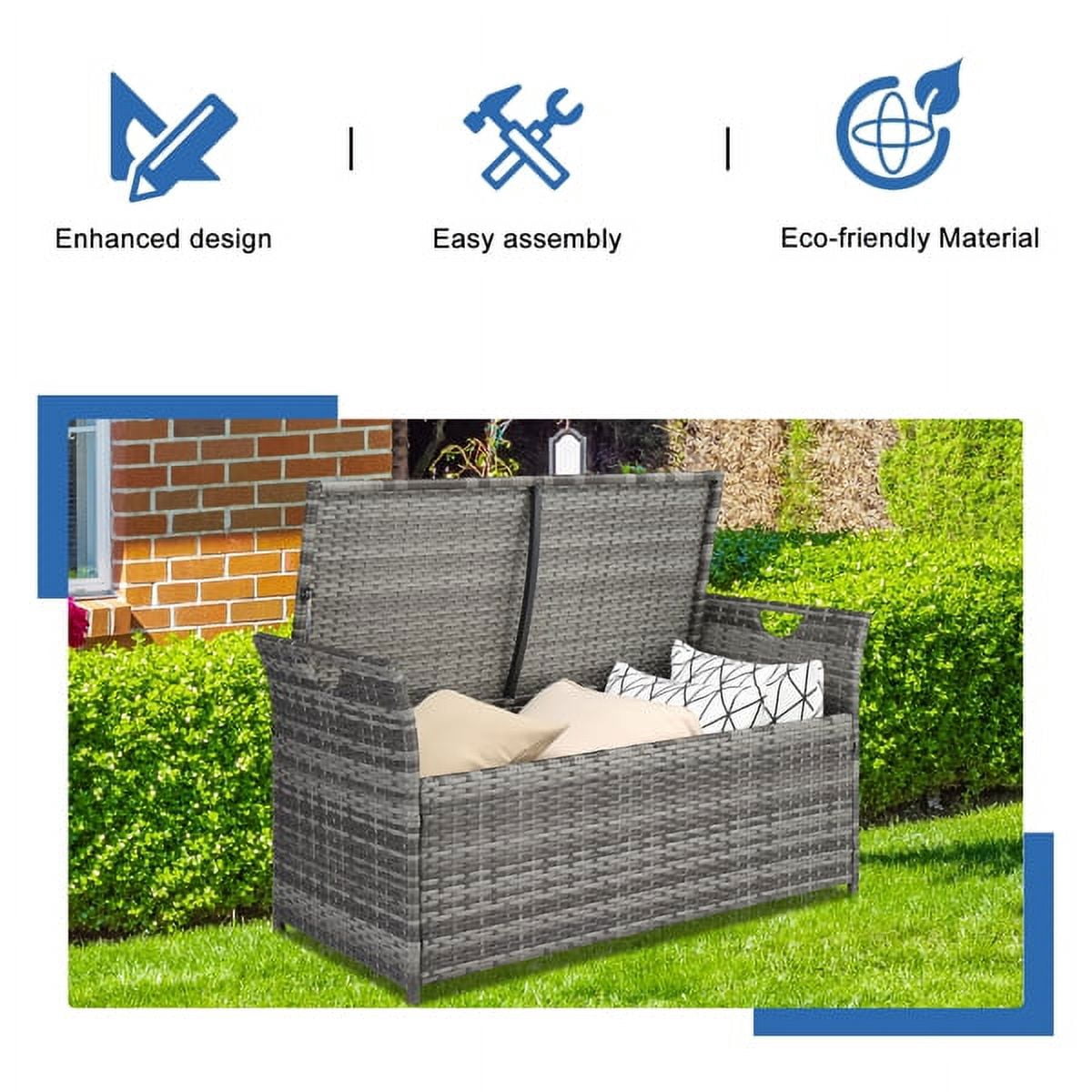 106*52*46cm Iron Frame Can Accommodate Gray Gradient Footstool Locker Rattan Locker