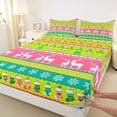 thumbnail image 3 of jejeloiu Cartoon Xmas Reindeer Bed Sheets,Colorful Cute Christmas Stocking King Sheets,Kawaii Santa Claus Sheet Set For Girls Teens,Ultra Soft Home Decor,4 Pieces, 3 of 7