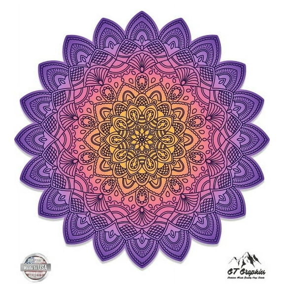 Detailed Mandala Beautiful Flower Design - 3" Vinyl Sticker - For Car Laptop I-Pad Phone Helmet Hard Hat - Waterproof Decal