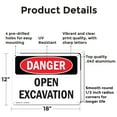 thumbnail image 2 of (2 Pack) Open Excavation OSHA Danger Sign 18 Inch X 12 Inch Indoor / Outdoor Rust-Free Aluminum Metal Signs for Workplace, Workshop, and Construction Site, Made in the USA, 2 of 8