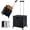Black, variant on Portable Rolling Crate Handcart Shopping Trolley, Folding Utility Cart, Collapsible Tool Box with Lid, Basket on 4 Rotate Wheels, for Grocery, Office, Luggage, Teacher