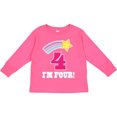 thumbnail image 3 of Inktastic 4th Birthday 4 Year Old Girls Rainbow Star Girls Long Sleeve Toddler T-Shirt, 3 of 5
