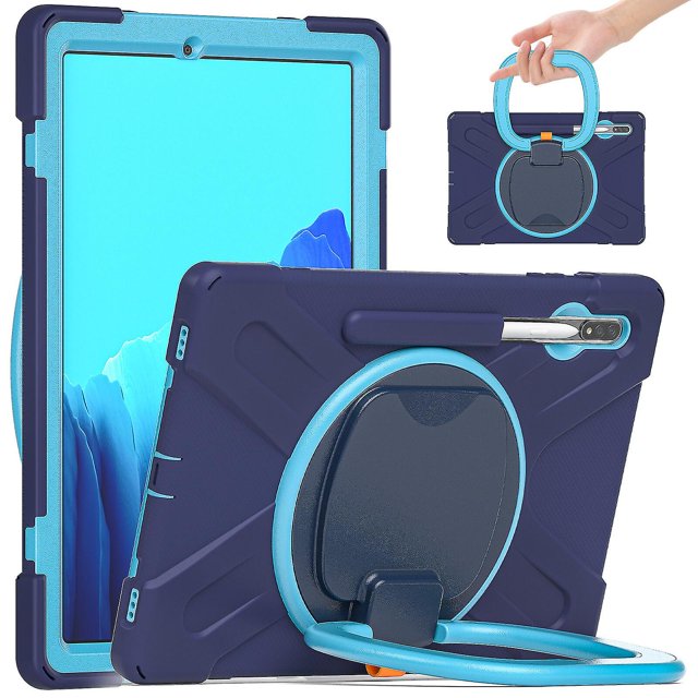 Funda protectora de color para Samsung Tab S7 Plus de 12,4 pulgadas con soporte para bolígrafo, anillo ajustable grande y protección contra golpes.