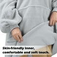 thumbnail image 7 of Wearable Blanket Hoodie Women - Long Sherpa Hooded Blanket for Adult Warm Cozy Blanket Sweatshirt Gifts for Women Men, Standard, Grey, 7 of 7
