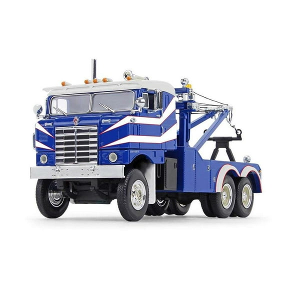 1953 Kenworth Bullnose Heavy-Duty Holmes Wrecker Tow Truck Rich Blue and White 1/34 Diecast Model by First Gear