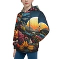 thumbnail image 2 of Pofeuu Sunset Floral Fantasy Landscape Print Kids Pullover Hoodies Warm Thick Hooded Sweatshirt with Packet for Boys Girls-X-Large, 2 of 6