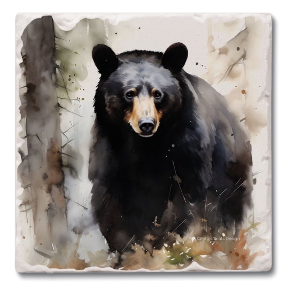 Thirstystone Black Bear Single Tumbled Tile Stone Coaster Create Your Own Set