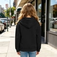 thumbnail image 5 of Girls Zip Up Hoodie Kids Fashion Oversized Sweatshirt Jacket with Pockets Lightweight Preppy Sweatshirts (Black,4-5 Years), 5 of 7
