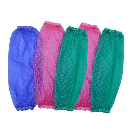 TELOLY 5 Pairs Reusable PVC Plastic Oversleeve Waterproof Dustproof Oilproof Arm Sleeves Cover for Home Office (Random Color)