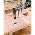 thumbnail image 3 of Christmas Placemats Set of 4, Hello Winter Place Mats Pink Christmas Placemat Table Decoration for Kitchen Table Dinner Xmas Holiday Party Home Decor Indoor Outdoor 13x19 Inch, 3 of 9