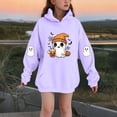 thumbnail image 2 of SERTG Children Halloween Printed Hooded Tops Long Sleeved Sweatshirt with Pockets Fleece Top Hooded Sweatshirt for Girls 3-14 Years(Purple,9-10 Years), 2 of 4