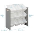 thumbnail image 2 of ECR4Kids 3-Tier Organizer with 9 Removable Plastic Bins, 3x3, Toy Storage, Grey/White, 2 of 9