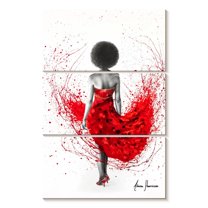 Elephant Stock Scarlet Power Wall Art - Vertical Multi Panel Canvas - Living Room Wall Decor - Fashion And Beauty Multi Panel - Red And Gray Decor By Ashvin Harrison - 24" x 38"