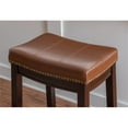 thumbnail image 4 of Home Square 3 Piece 26" Wood Saddle Counter Stool Set in Cognac Brown, 4 of 9