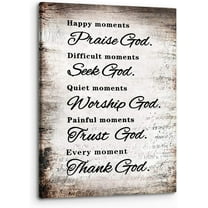 Christian Quotes Happy Moments Praise God Wall Art,Positive Bible Verse Scripture Print Framed Canvas Painting Artwork Christian Home Living Room Office Church Decor(11x14 Inch)