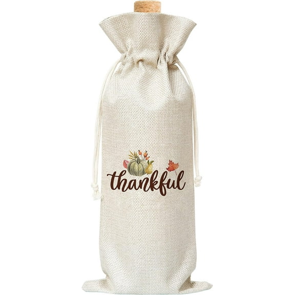 1pcs Thanksgiving Fall Party Supplies Decor - Burlap Wine Bottle Cover Bag for Housewarming, Birthday, Christmas, Holiday Gifts - 1 Pc (E06)