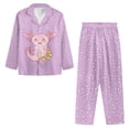 thumbnail image 6 of FOR U DESIGNS Purple Axolotl Button Pajamas for Women Set 2 Piece Size XL Button Sleepwear Long Sleeve Tops and Pants for Women Button Up Nightwear with Pockets, 6 of 7