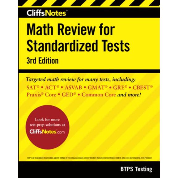 Pre-Owned Cliffsnotes Math Review for Standardized Tests 3rd Edition (Paperback) 0544631021 9780544631021