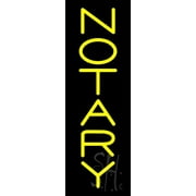 Vertical Yellow Notary LED Neon Sign 24 x 8 - inches, Black Square Cut Acrylic Backing, with Dimmer - Bright and Premium built indoor LED Neon Sign for Defence Force.