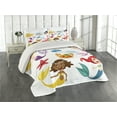 thumbnail image 2 of Ambesonne Colorful Quilted Coverlet 3 Pcs, Mermaids Sea Friends, King Size, Multicolor, 2 of 4