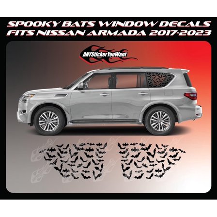 Spooky Bats Vinyl Window Decals Compatible with and Fits Nissan Armada 2017-2023 - Set of Two