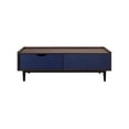 thumbnail image 1 of Manhattan Comfort Duane Modern Ribbed Coffee Table with Drawer and Shelf in Dark Brown and Navy Blue, 1 of 5